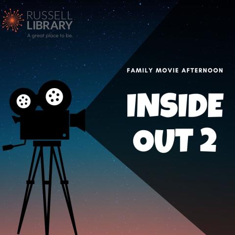 A starry sky and film camera advertise family movie afternoon: inside out 2